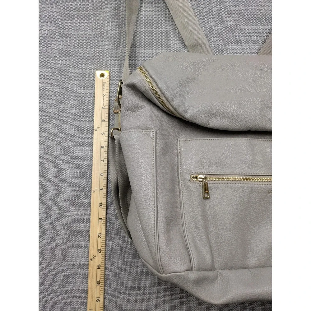 Fawn Design Gray Faux Leather Large Baby Diaper Bag Backpack Messenger Girls